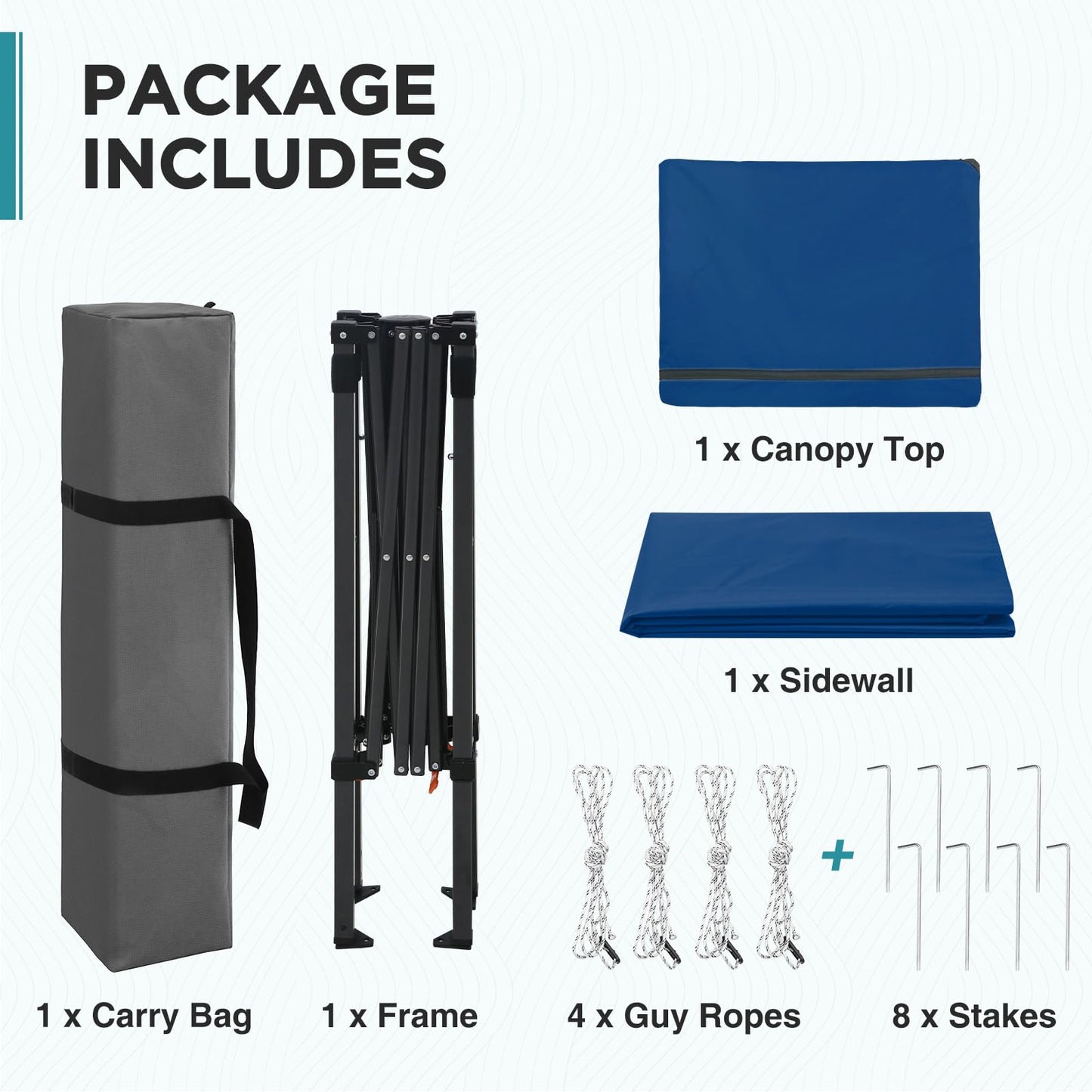 EAGLE PEAK 6x4 Instant Pop Up Canopy Tent with 1 Side Wall Panel, Straight Leg Sun Shelter, Portable Canopy with Carry Bag for Camping, Beach & Sports, Dark Blue