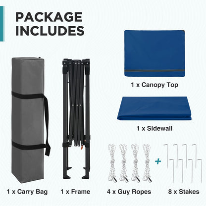 EAGLE PEAK 6x4 Instant Pop Up Canopy Tent with 1 Side Wall Panel, Straight Leg Sun Shelter, Portable Canopy with Carry Bag for Camping, Beach & Sports, Dark Blue