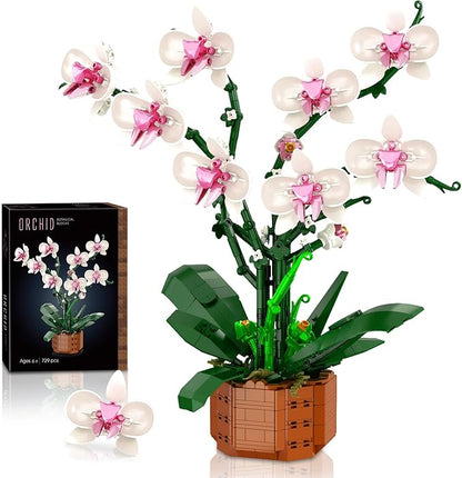 Orchid Building Blocks Set with LED Light – DIY Artificial Flower Kit for Home Decoration for Adults and Kids 6-14Ideal for BirthdaysSpecial Occasions729-Piece Mother 's Day