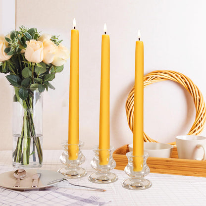 10 Pack 100% Pure Natural Beeswax Taper Candles, 6 Hours Long Burning Emergency Beeswax Candles Sticks, 6 inch Organic Bees Wax for Home, Prayer, Christmas, Party | Unscented, Smokeless, Dripless