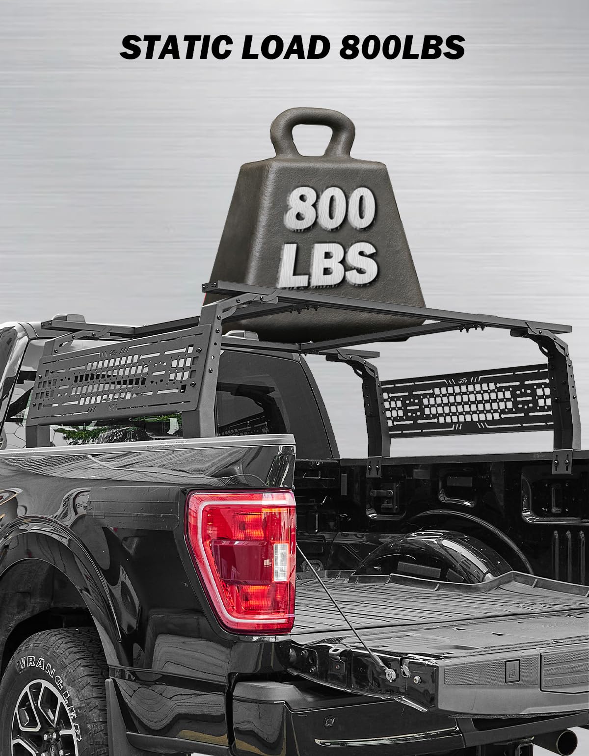 JOYTUTUS 16.5-21.2" High Truck Bed Rack for Full Size & Mid Size Truck Adjustable Overland Bed Rack Compatible with F150 F250 F350 Silverado Sierra Ram Tundra Tacoma Gladiator
