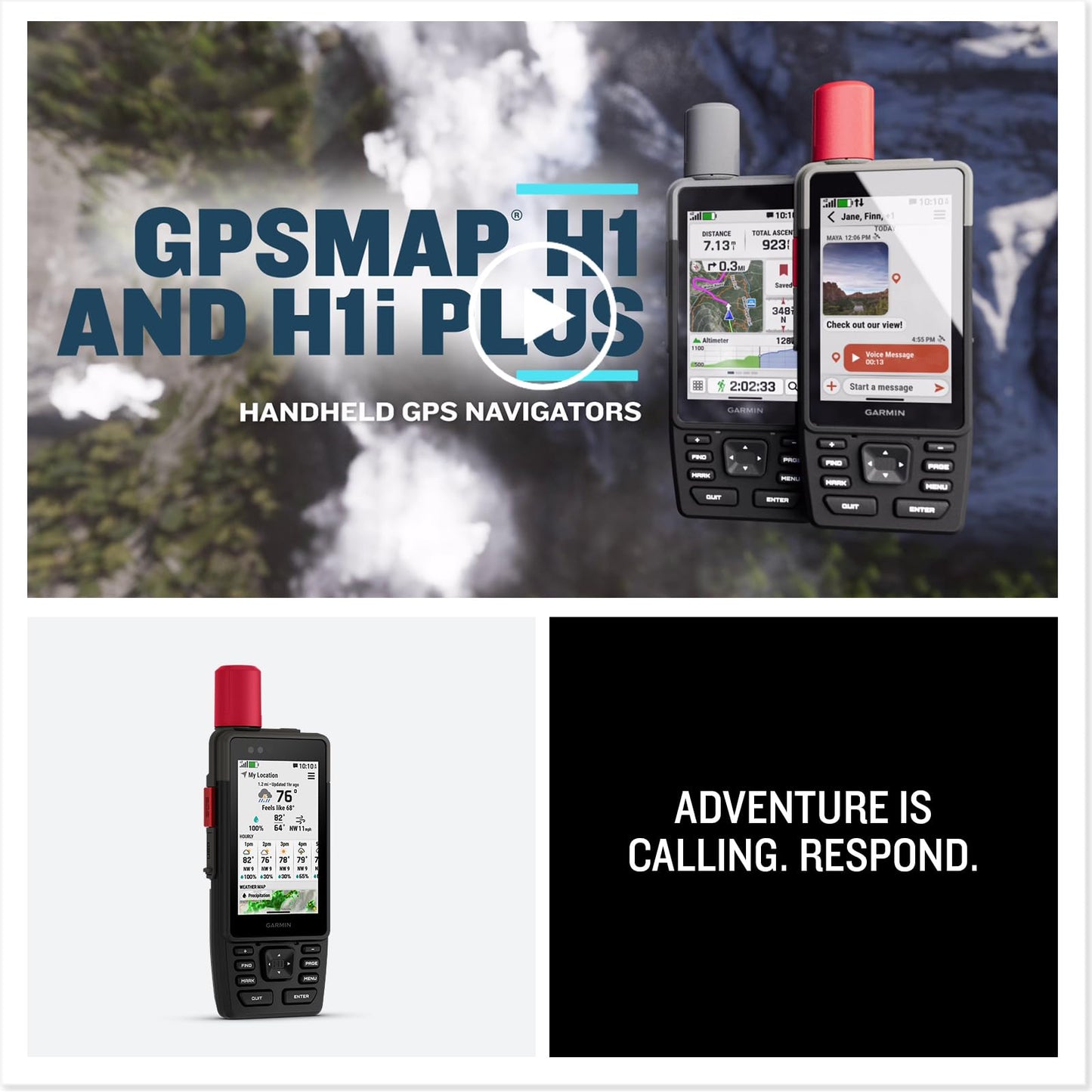 Garmin GPSMAP H1i Plus Rugged Hiking Premium GPS Handheld Navigator with inReach Plus Satellite Technology to Share Text, Photos, Voice Messages, SOS Off-Grid, Long Battery Life, Preloaded Maps Bundle