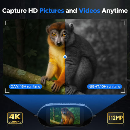 Night Vision Goggles, Full-Color 4K HD Infrared Goggles Night Vision Binoculars for Hunting with 64GB TF Card - Digital Electronics Gift - Perfect for Wildlife Observation, Security Surveillance