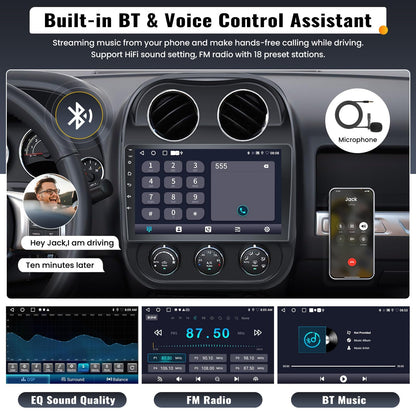 [2GB+64GB] Android 13 Car Radio for Jeep Compass Patriot 2010-2016 with Wireless Carplay Android Auto,10.1 ' 1080P Touchscreen Head Unit Bluetooth WiFi GPS 26-UI Mirror Link SWC Rear Cam+ USB Canbus