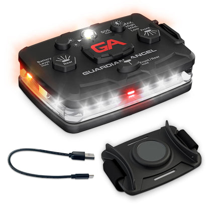 Guardian Angel Elite Series Safety Light, Beacon Device (White Front & Orange Rear) Rechargeable, Magnetic, Hands-Free Wearable, Mountable LED Light for Construction, Roadside, Towing, Industrial TEE