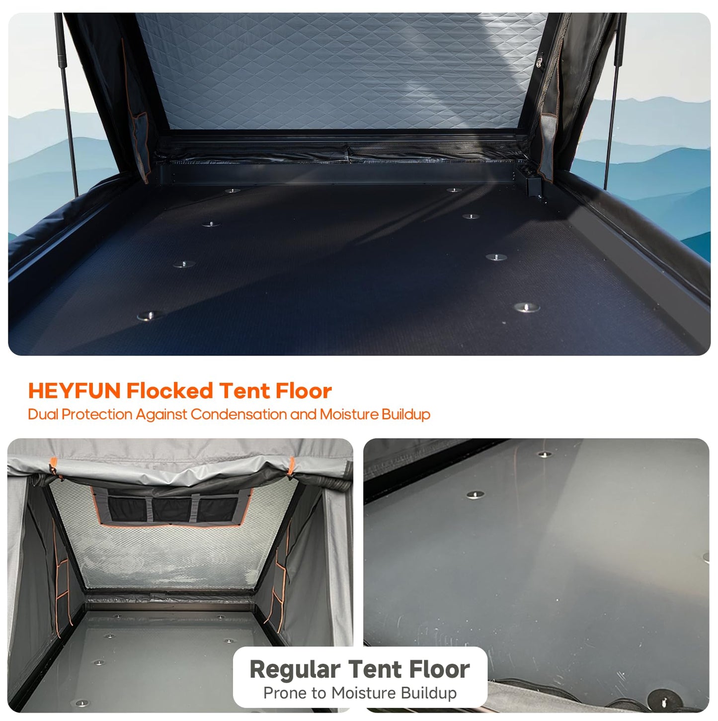 Adventurer Pro Rooftop Tent Hard Shell with Side Awning&LED Light Strip, 2-3 Person Roof Top Tent for 4 Season Camping, Aluminum Pop Up Roof Tent for Truck Jeep SUV Van Trailer