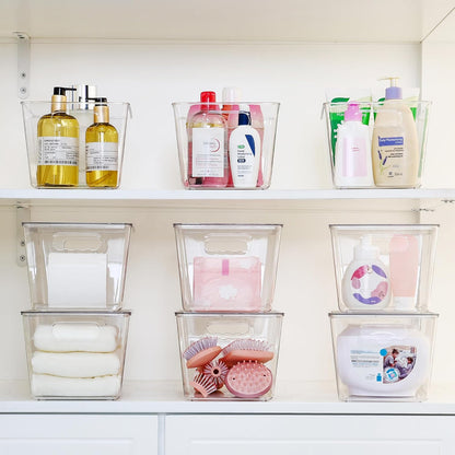 Vtopmart Clear Stackable Storage Bins - 6 Pack Large Plastic Containers with Lids for Pantry & Closet Organization