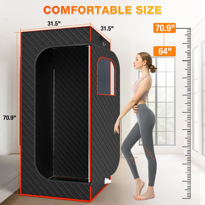 AgiiMan Portable Sauna Box - Home Steam Sauna, 3L Steamer, Folding Chair, Remote Control, Red, 2.6'x 2.6' x 5.9'