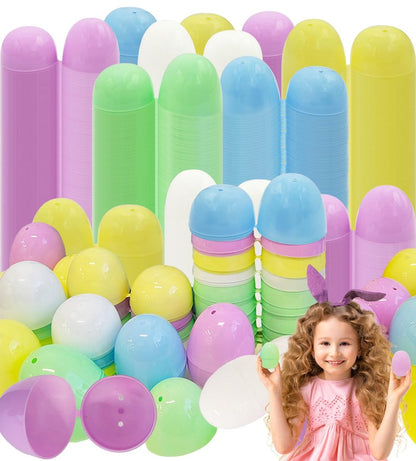 The Dreidel Company Fillable Easter Eggs 100-Pack, Pastel Colorful Bright Plastic Easter Eggs with Hinge, Perfect for Easter Egg Hunt, Surprise Egg, Easter Hunt,2.25" Fillable Eggs