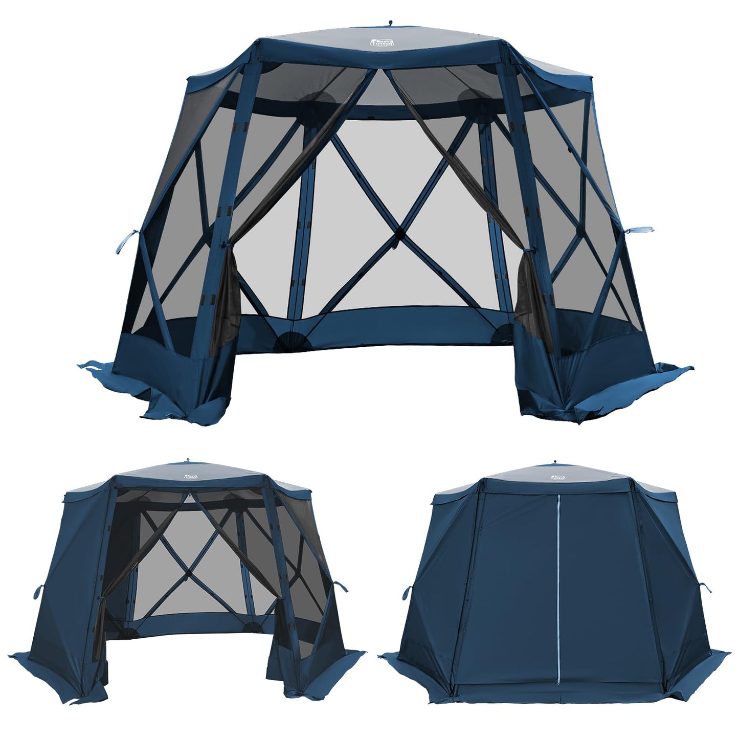 Timber Ridge Pop Up Gazebo Tent, 12.1 x 10.5 ft, Waterproof Screen House with Wind Panels, UV Protection, Navy Blue