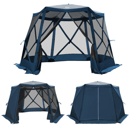 Timber Ridge Pop Up Gazebo Tent, 12.1 x 10.5 ft, Waterproof Screen House with Wind Panels, UV Protection, Navy Blue