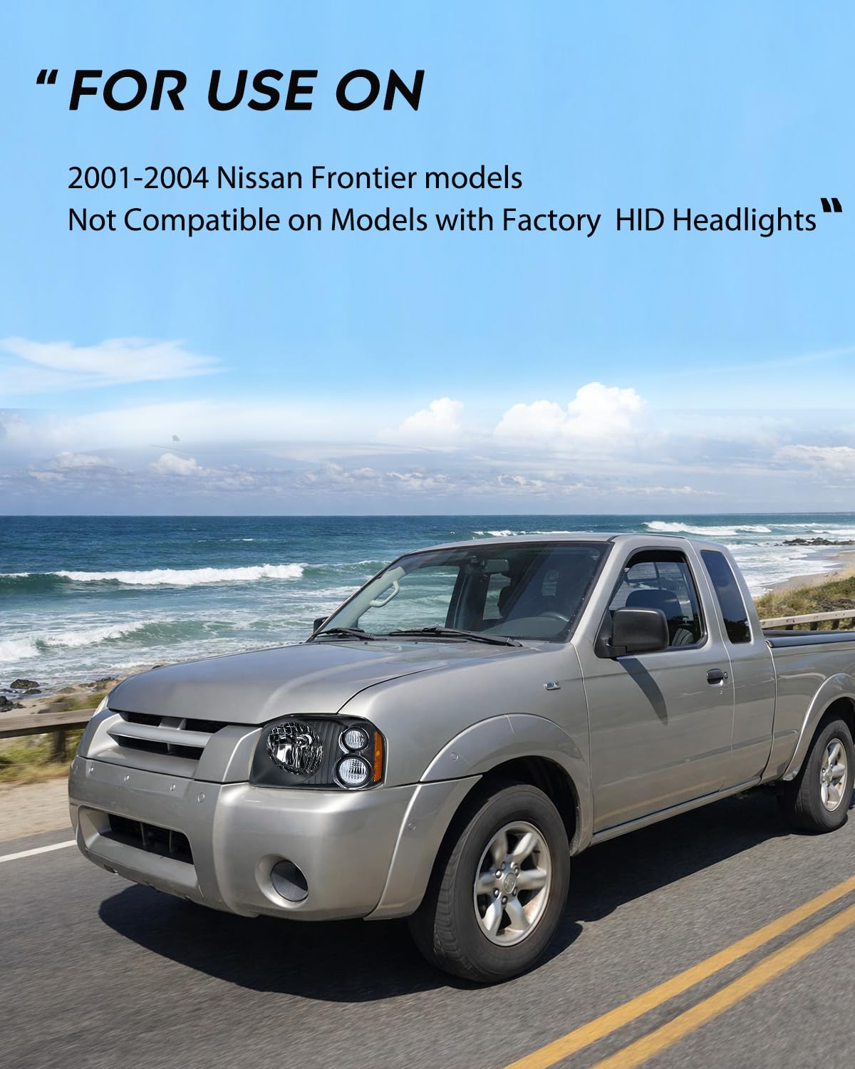 Nilight Headlight Assembly Compatible with 2001 2002 2003 2004 Nissan Frontier XE OE Style Replacement Halogen Headlights Black Housing Amber Reflector Clear Turn Light Headlamp Passenger and Driver
