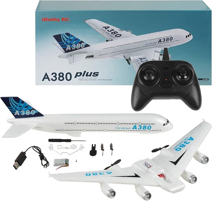 RC PlaneRemote Control Airplane Ready to Fly 2 Channels RC Airplane Airbus A380Remote Control Plane for Kids Children Adults Beginners