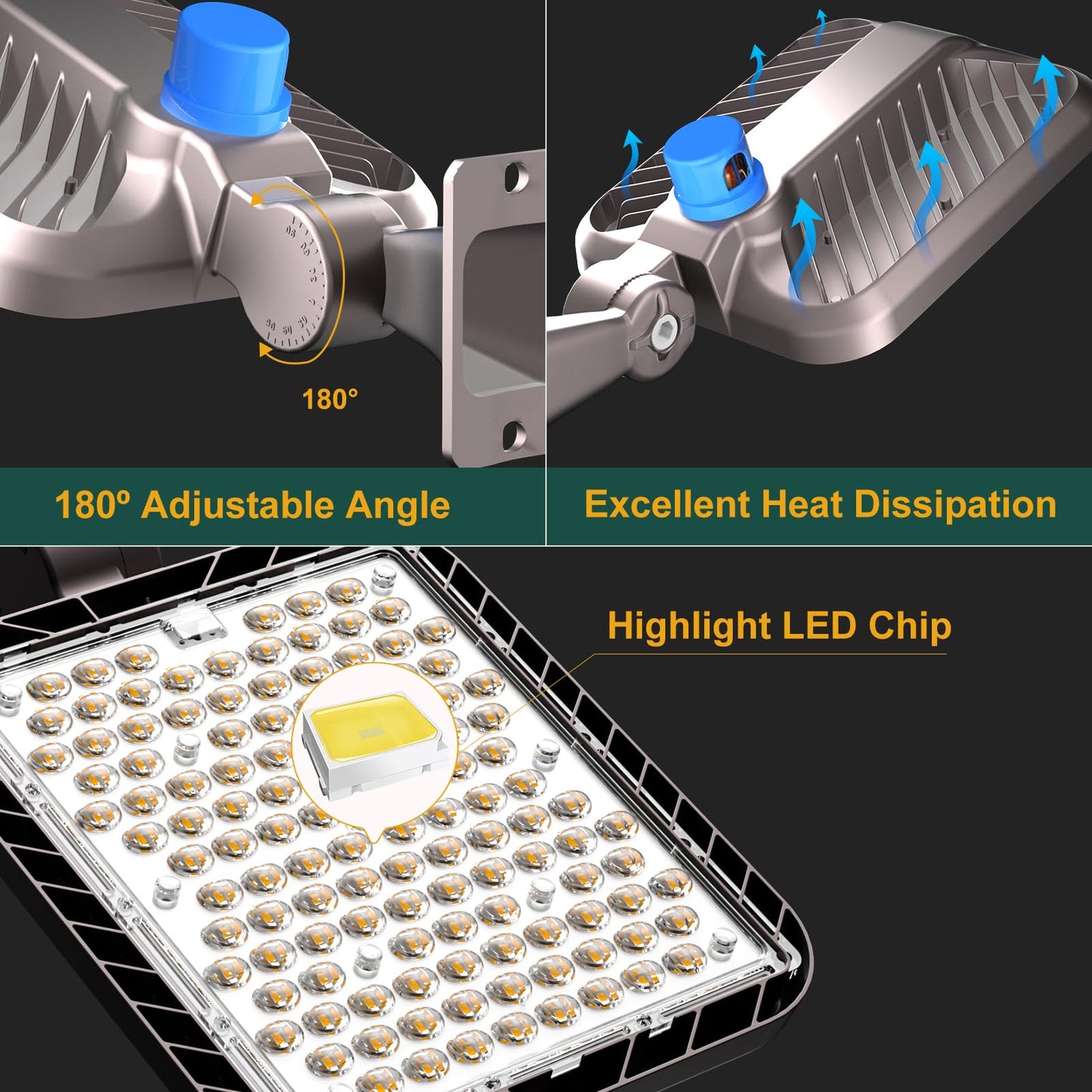 400W LED Parking Lot Lights Outdoor 100000lm(250LM/W) IP65 Commerical LED Parking Lot Lights with Smart Photocell 6KV SPD 5000K Arm Mount Flood Lighting for Parking Lot, Roadways,Stadium,Yard,-2Pack