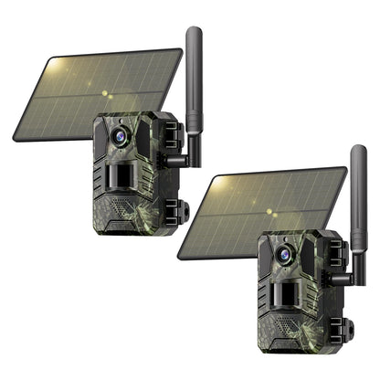 SEHMUA Trail Camera 2 Packs, AI Animal Detection Game Camera Built-in SIM Card 4G LTE Cellular Trail Cameras with Night Vision Motion Activated Waterproof IP66 with Unlimited Data Plan 2K Live View