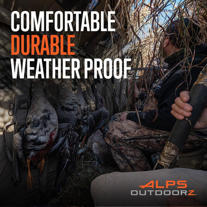 ALPS OutdoorZ Alpha Waterfowl Blind - Durable Hunting Blind in Tan, with Push Open Shooting Doors, Full-Length Side Access, Removable Gun Rests, Mesh Pockets, and Dog Doors