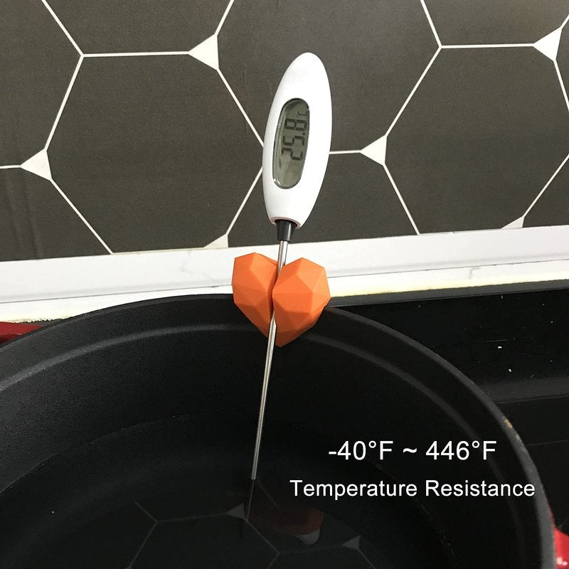 2Pcs Silicone Non-Scratch Pot Clip, Thermometer Clips for Candy Making, Hand-Free Holder to Measure Temperature of Oil, Milk, Chocolate, Candle, Deep Fryer and Cooking Melting Pots