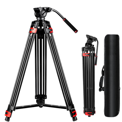 82" /210cm Video Tripod Heavy Duty Tripod with 360° Fluid Head,Mactrem Aluminum Tall Tripods Professional Compatible with Canon Nikon Sony DSLR Camera Camcorder Telescope Bnoculars (Load 33Lb)