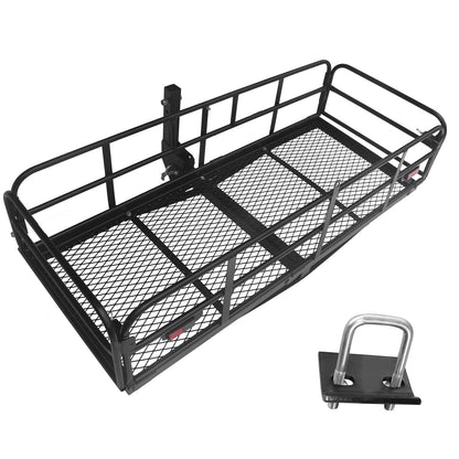 Carivia Folding Hitch Mount Cargo Carrier 60" x 24" x 14" 510 LB Capacity Heavy Duty Cargo Rack Rear Luggage Basket Fits 2" Receiver for Car SUV Pickup Trailer Camping