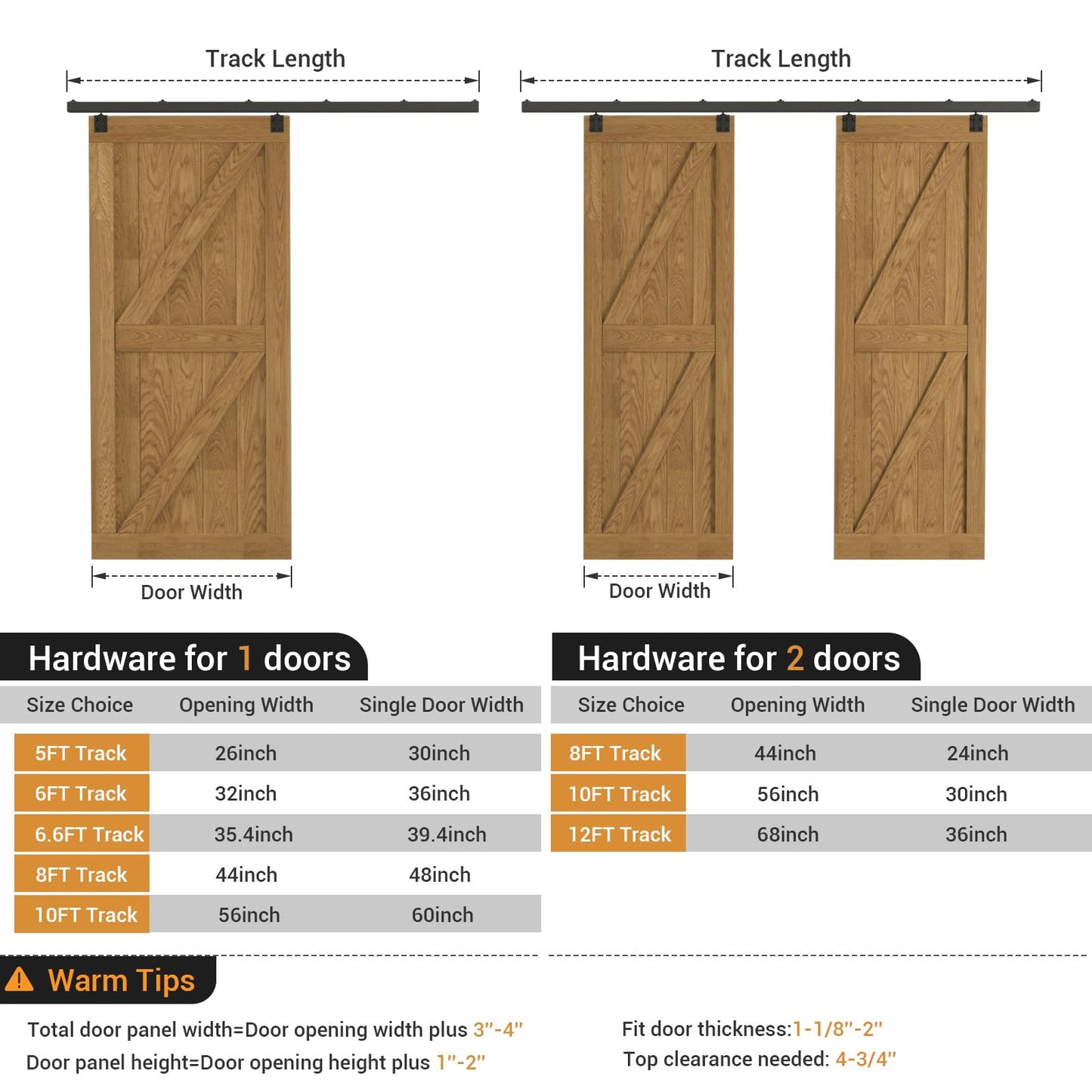 WINOVERCO 10FT/120'' Exterior Sliding Barn Door Hardware Kit, Box Rail Track,Heavy Duty Aluminium Alloy Wall Mount Kit for Indoor/Outdoor Single Door Use(NO Door)