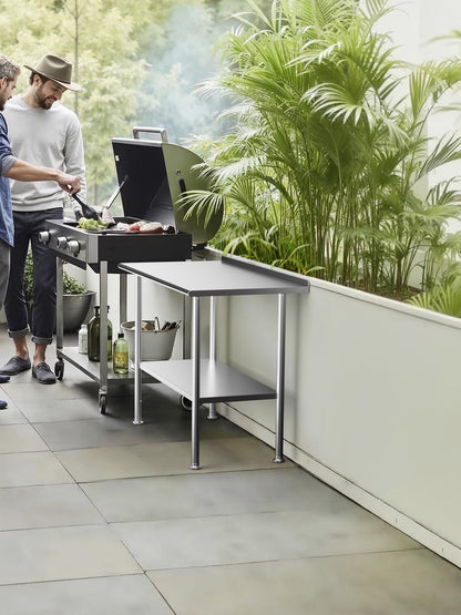 Atelicf All-Stainless Steel Prep Table, 24 X 48 Inch, with Rounded-Corner Backsplash and Adjustable Undershelf, Heavy-Duty for Outdoor Use,Restaurants,Hotels,Workshops,Kitchens,Gardens, and Garages
