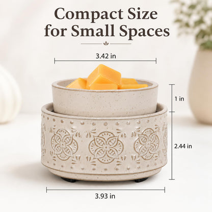 mocosa Ceramic Wax Warmer Wax Melt Warmer for Scented Wax 3-1 Electric Candle Warmer Home Fragrance Wax Burner for Mom Women(Beige-Granular)