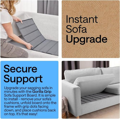 GORILLA GRIP Heavy Duty Couch Cushion Support Board - Fix Sagging Sofas, 21.5 x 54 Inches, Durable Grey Plywood