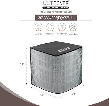 ULTCOVER Air Conditioner Defender Cover - 2 in 1 Full Mesh & Waterproof Fabric | 30W x 30D x 32H Inch, Black