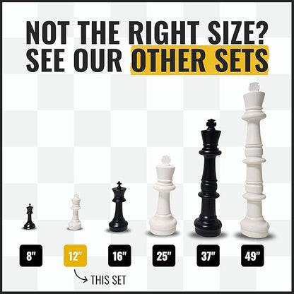 MegaChess Giant Chess Set Game with 12 Tall King - A Large Chess Set Yard Game for Families Looking for Outdoor Jumbo Games - 32 Large Pieces Made from Durable HDPE (Board Not Included)