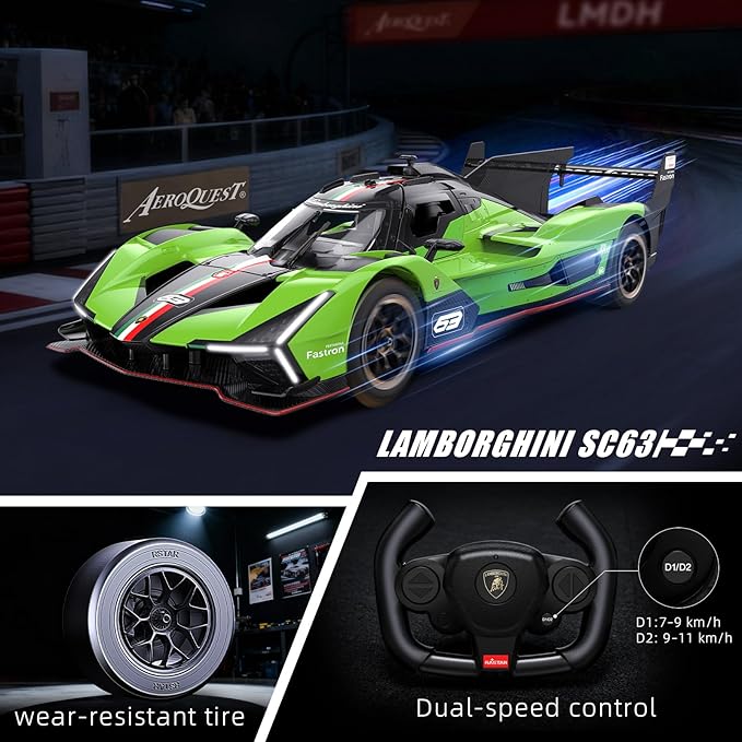 Lambo Remote Control Car Officially Licensed 1:14 Lamborghini SC63 Model Electric Sport Racing Hobby RC Cars for Boys Girls Birthday Toys for Age 6-12 Years Old