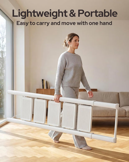 GameGem 5 Step Ladder for 10 Feet High Ceiling, Folding Step Stool Stepladders with Anti-Slip and Wide Pedal for Home and Kitchen Use Space Saving (White)