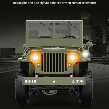 RC Crawlers 1:10 Scale D888 Willys Military Jeep 2.4Ghz 4WD Off Road Rock Crawler Vehicle with Lights All Terrain Electric RC Jeep Toy for Adult Teens