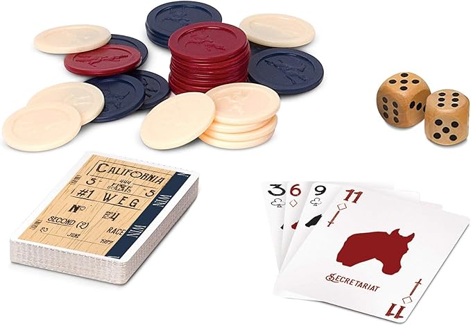 WE Games Derby Horse Race Board Game Set with Metal Game Pieces and Wooden Keepsake Storage Box Family Game Night Board Games for Adults and Family Birthday Gifts Home Decor Living Room Decor