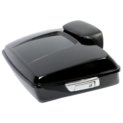 ECOTRIC Chopped Luggage Trunk W/Pad Compatible with 2014-2024 Harley Touring Road King Road Glide Street Glide Electra Glide Tail Box Trunk with Backrest