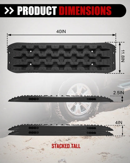 FieryRed Traction Boards Offroad, Recovery Boards with 2 Leashes and Carry Bag, Recovery Traction Board Mounting Kit
