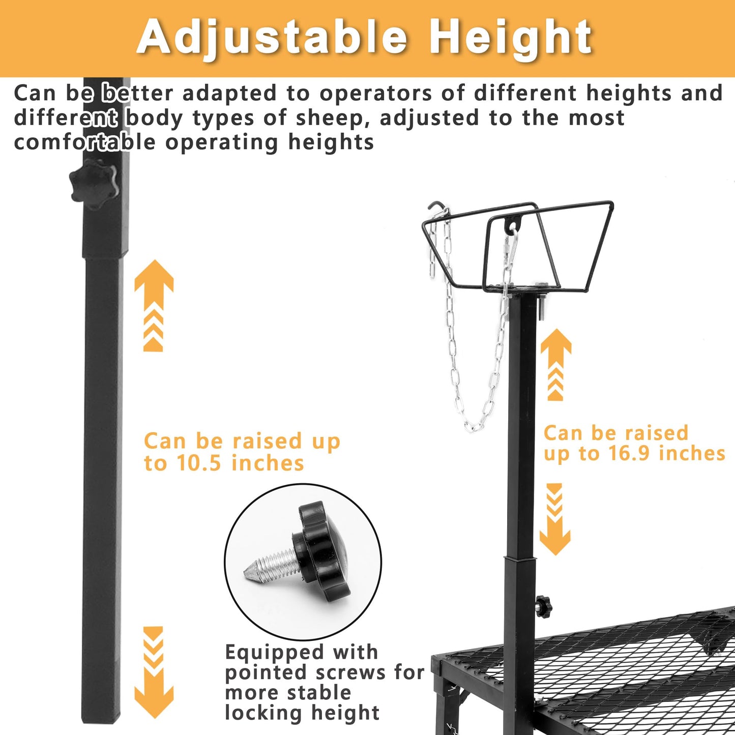 Nisorpa Goat Stand 51x23 Inch, Height Adjustable Sheep Stand for Shearing Trimming Milking, Max Load Capacity 550 LBS