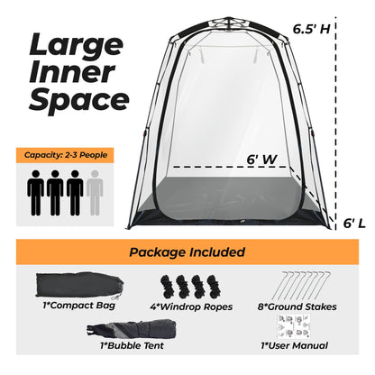 Screen House Pop Up Canopy, Portable Tent for Camping Outdoor Gazebo Weatherproof Prefab Tiny Homes, Black (6x6FT)