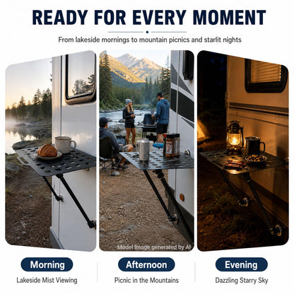 Magnetic Car Body Table for Rv Camping, Foldable Outdoor Overland Magnetic Table with Alloy Steel Panel Two Support Legs Quick Install No-Drill Fit for Car, Truck, Overland, Camping & Picnic,Anti-Rust