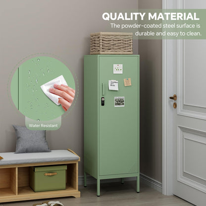 Steehoom Metal Locker Storage Cabinet Lockable 4 Tier File Cabinet Steel Bathroom Cabinet Changing Room Locker for Home, Office, School, Gym, Garage (Green, 15.75" D x 15.75" W x 49.21" H)