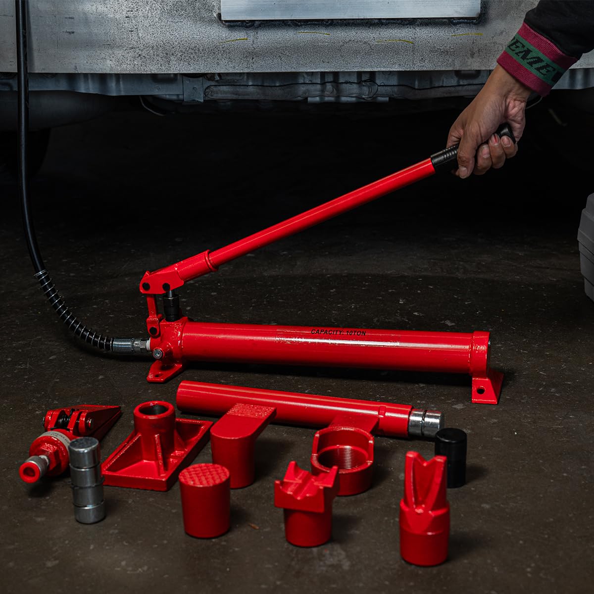 XtremepowerUS 10-Ton Porta Power Hydraulic Jack Ram Automotive Car Autobody Frame Repair Power Tool Loadhandler Equipment with Case