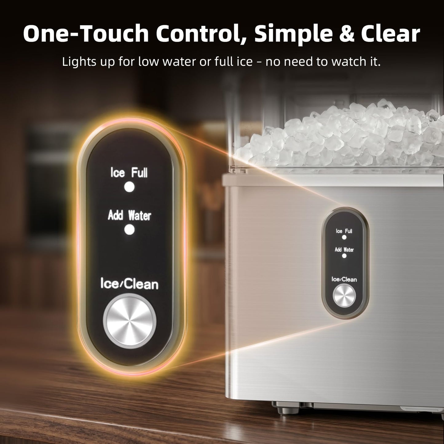 Antarctic Star Nugget Ice Maker, Portable Crushed Ice Machine with Soft Chewable Ice, 35Lbs/Day, Self-Cleaning, One-Click Operation for Home, Kitchen, Office, Bar
