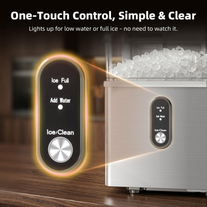 Antarctic Star Nugget Ice Maker, Portable Crushed Ice Machine with Soft Chewable Ice, 35Lbs/Day, Self-Cleaning, One-Click Operation for Home, Kitchen, Office, Bar