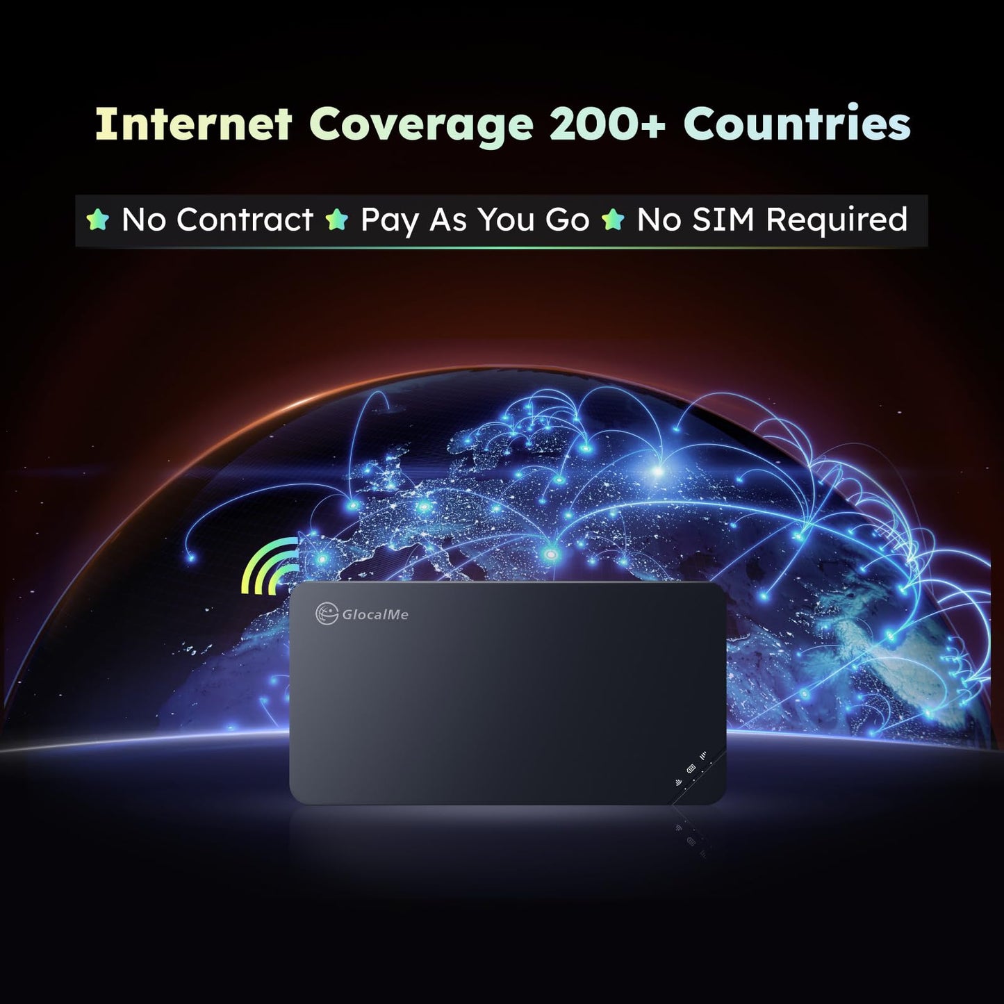 GlocalMe U3 4G LTE Mobile Hotspot, Portable WiFi Hotspot for Travel in 200+ Countries, No SIM Card Needed, 10 Connected Devices and Global 1GB Data 90 Days, Pocket WiFi Hotspot Device (U3 Black)