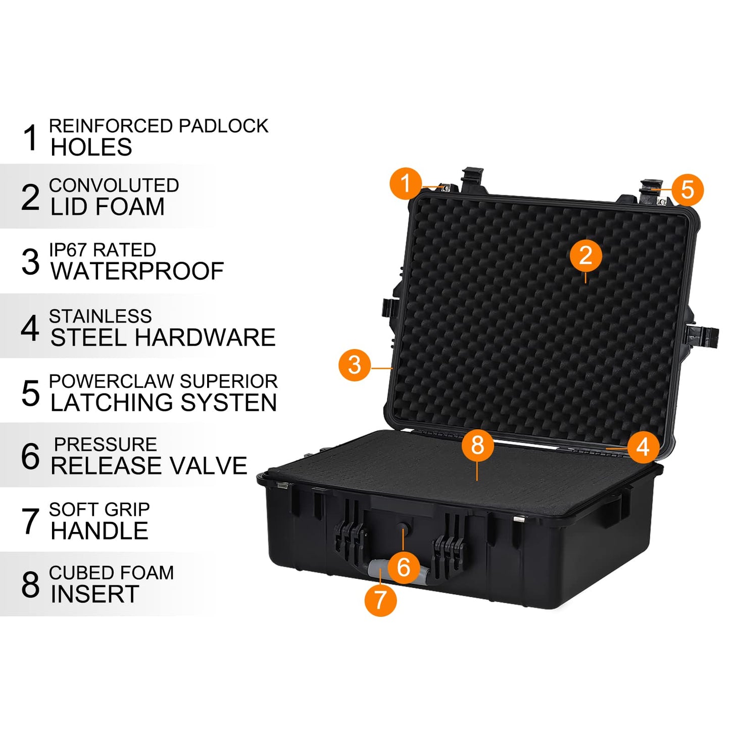 MEIJIA Portable Waterproof Protective Hard Case, Camera Case with Customizable Fit Foam Inserted,Fit Use of Drones,Camera,Equipments, Elegant Black (24.25"X19.43"X8.68")