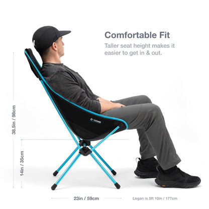 Helinox Sunset Chair Lightweight High-Back Collapsible Camping Chair Blackout, 3.4Ibs Outdoor Chairs, Picnic Chair, Portable Camping Chair, with Side Pockets