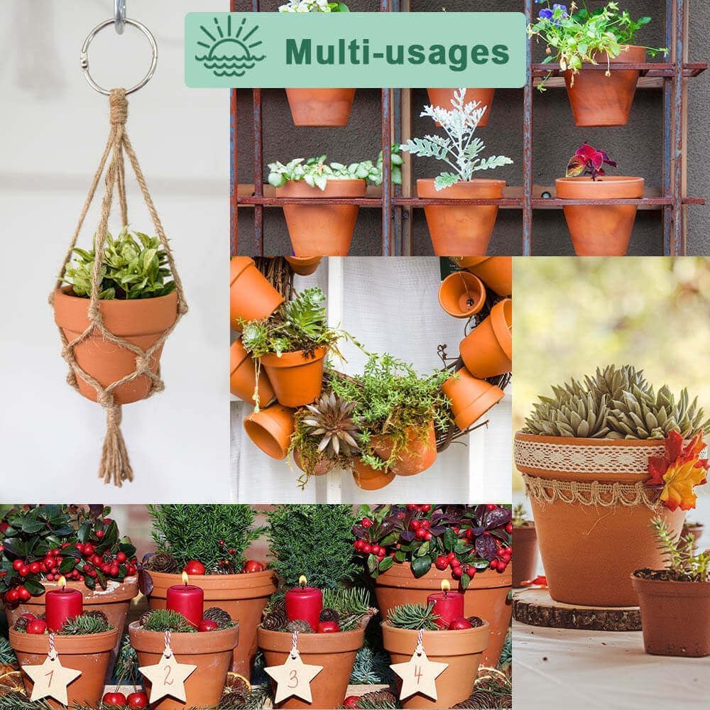 vensovo Terra Cotta Pots with Saucer - 6 Pack 5 Inch Clay Pot Ceramic Pottery Planter Cactus Flower Pots Succulent Pot Drainage Hole, Great for Plants, Crafts and Wedding Favor