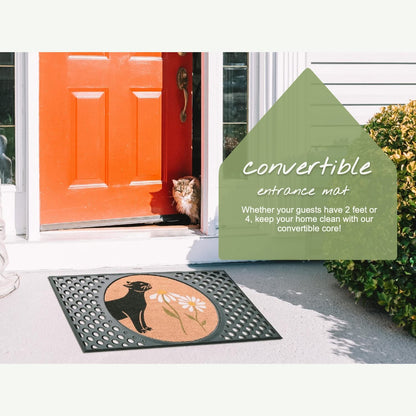4 Cats & Dogs Rectangular Coir Doormat 27" x 39" – Foot & Paw - Includes Coir Insert & Heavy-Duty Non-Slip Rubber Frame, Pet-Friendly Welcome Mat, Easy to Clean Entry Rug for Indoor & Outdoor Use
