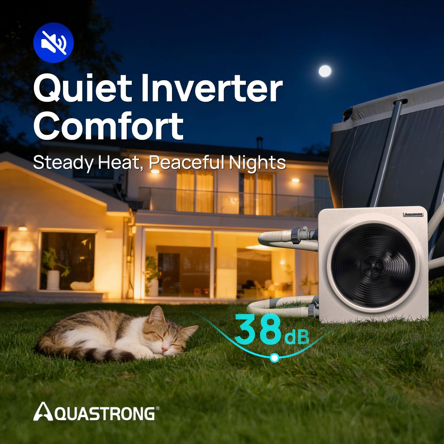 AQUASTRONG Inverter Swimming Pool Heat Pump,Pool Heater for Above Ground and Inground Pool Heating Smart WiFi Control and Cooling Pool Heater Pools Up to, 7000 Gallons