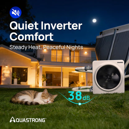 AQUASTRONG Inverter Swimming Pool Heat Pump,Pool Heater for Above Ground and Inground Pool Heating Smart WiFi Control and Cooling Pool Heater Pools Up to, 7000 Gallons