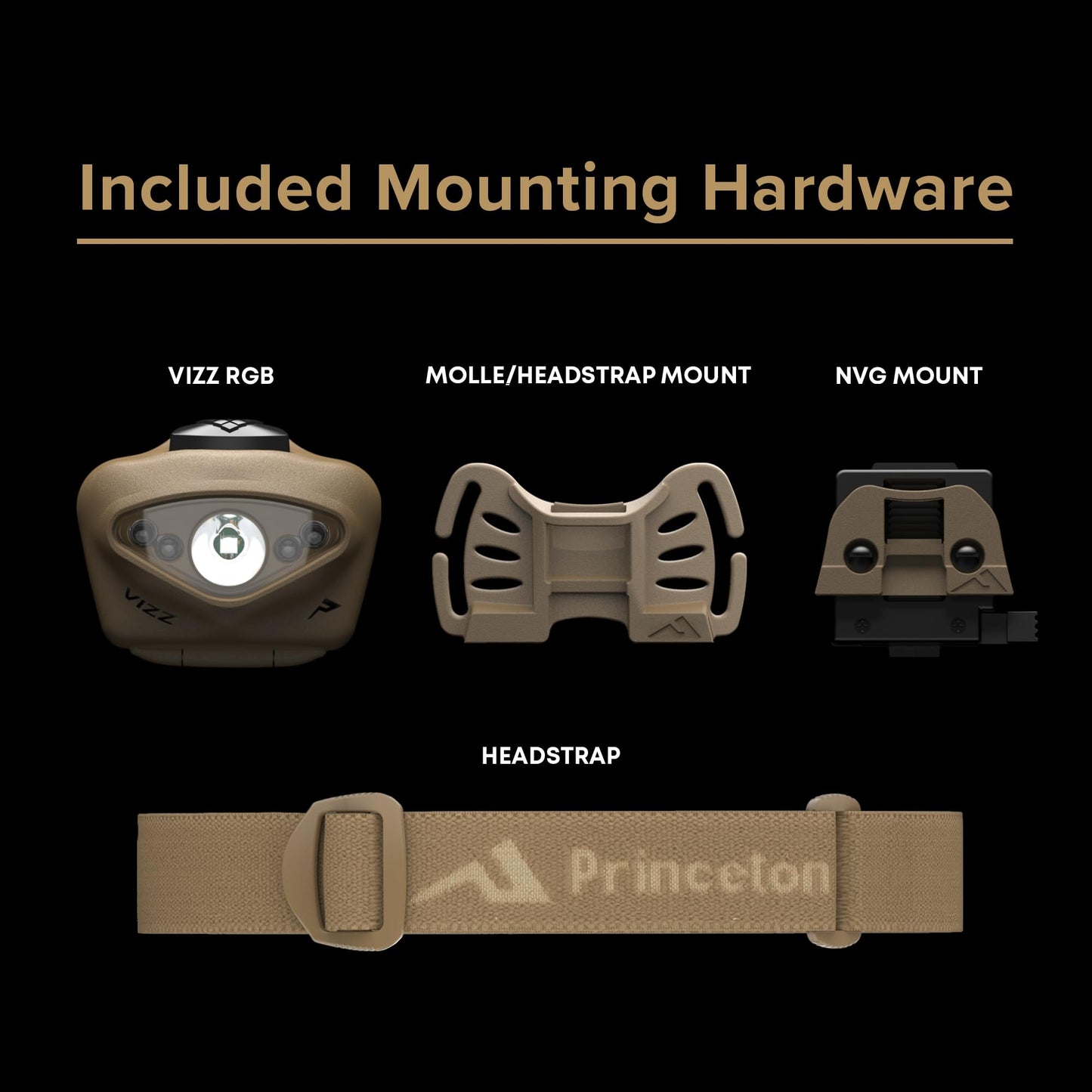 Princeton Tec Vizz 550 RGB MPLS Headlamp – 550 Lumen LED, Red Green Blue Mode Options, IPX7 Waterproof Housing, Helmet Mount Kit Included, Lightweight Professional Tactical Light